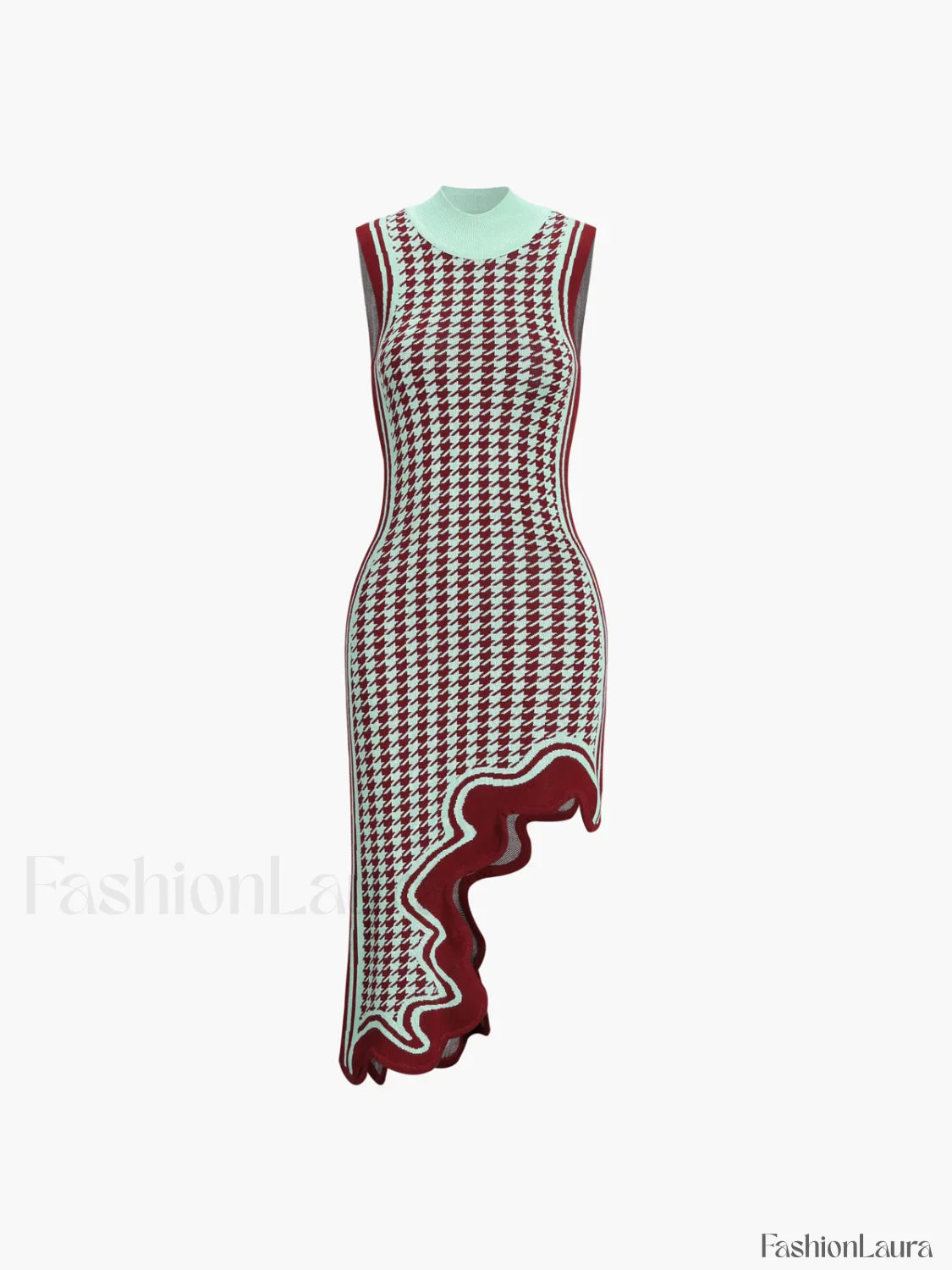 Asymmetrical Wavy Hemline Trendy Sweater Midi Dress