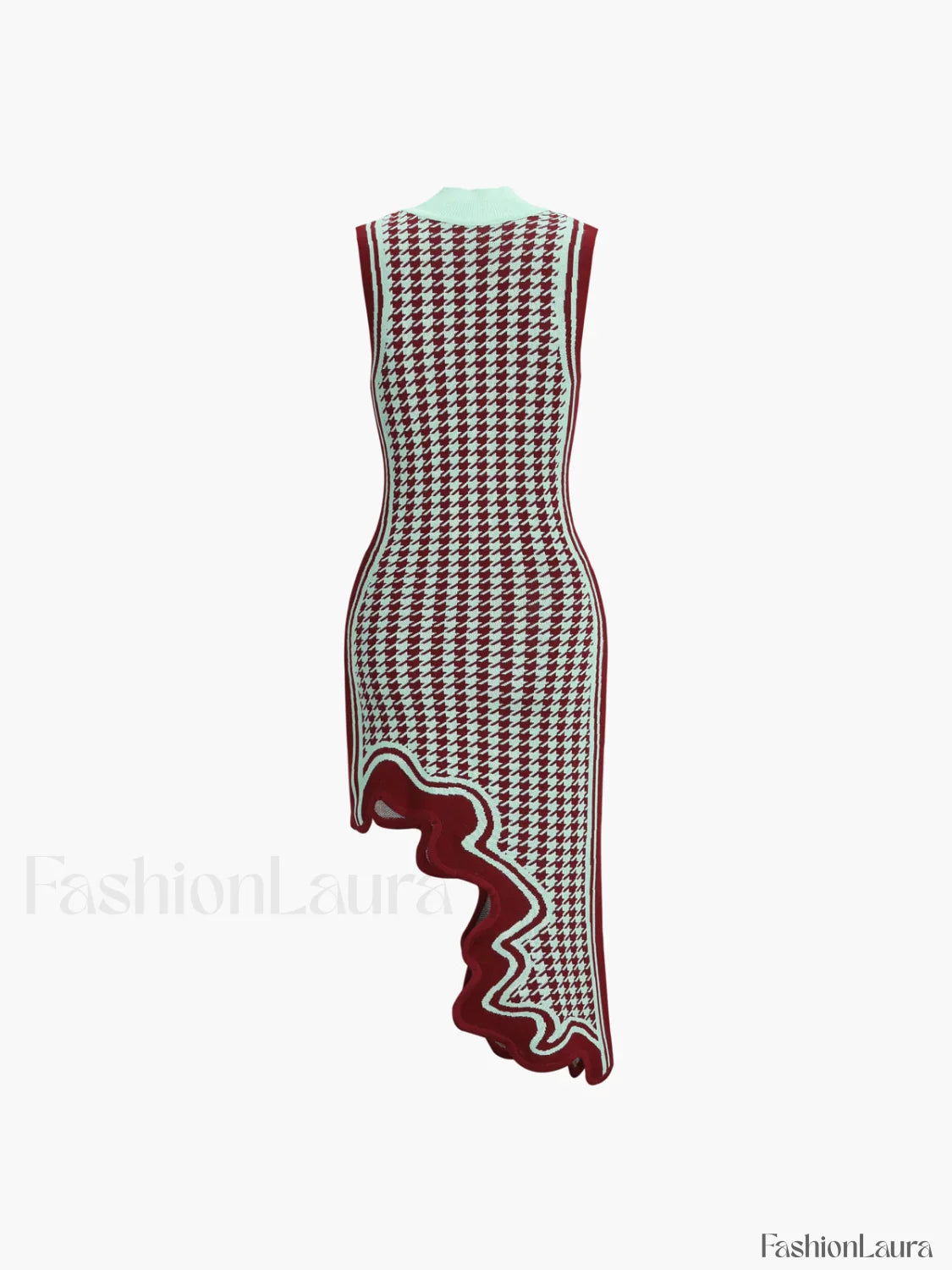 Asymmetrical Wavy Hemline Trendy Sweater Midi Dress