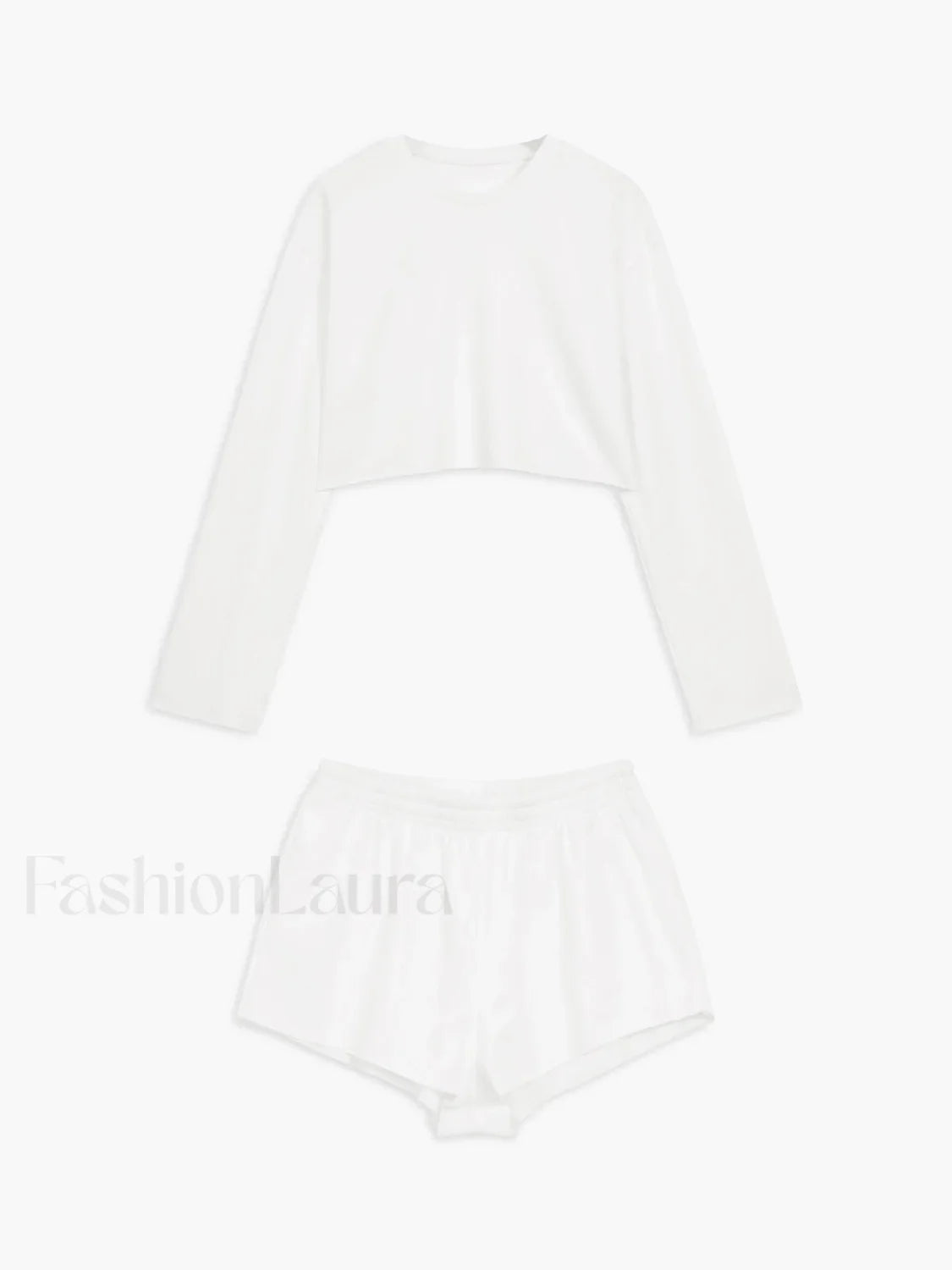 Athleisure Long Sleeve Trendy Three Piece Shorts Set White / XS Short Sets