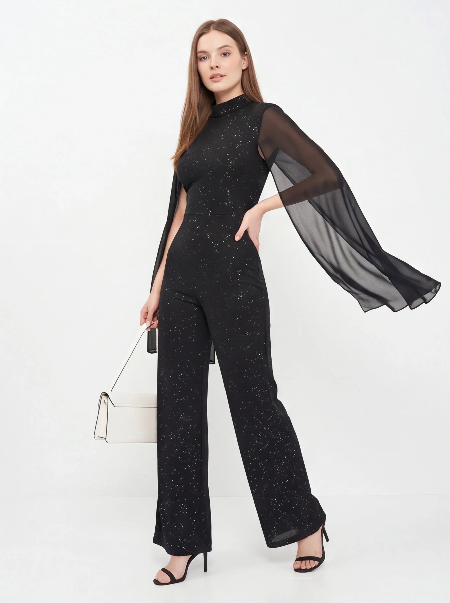 Elegant Glitter Chiffon Jumpsuit for Women | Stylish & Versatile