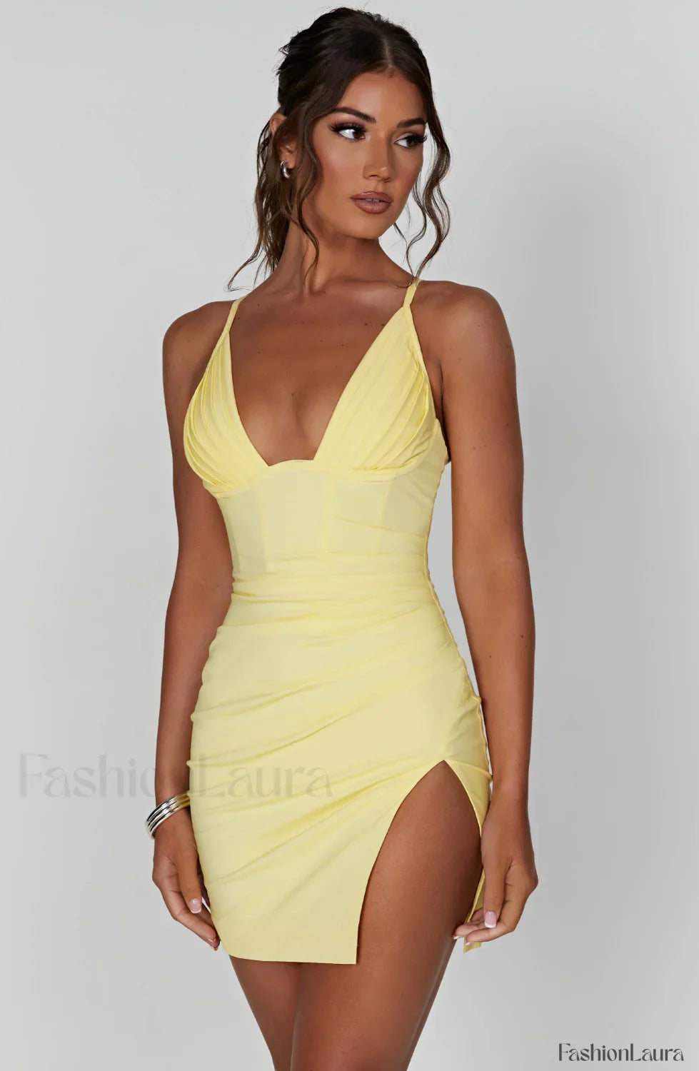 Aura Mini Graceful Dress - Lemon