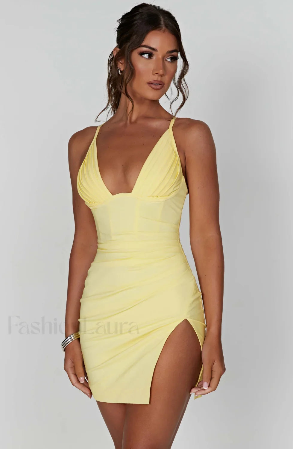 Aura Mini Graceful Dress - Lemon