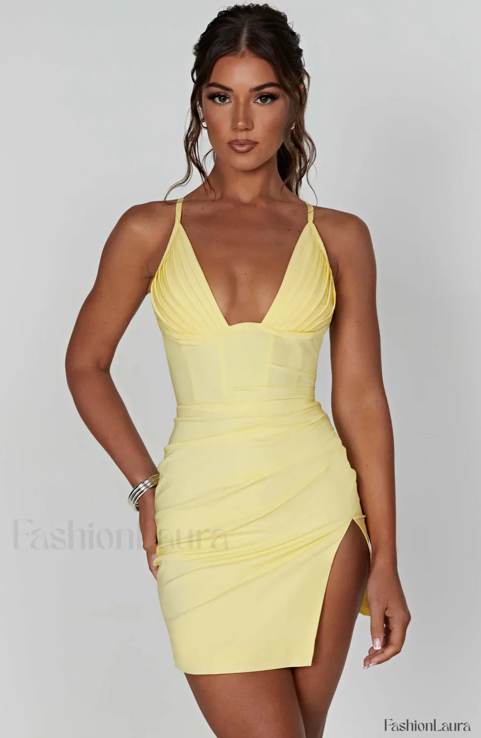 Aura Mini Graceful Dress - Lemon