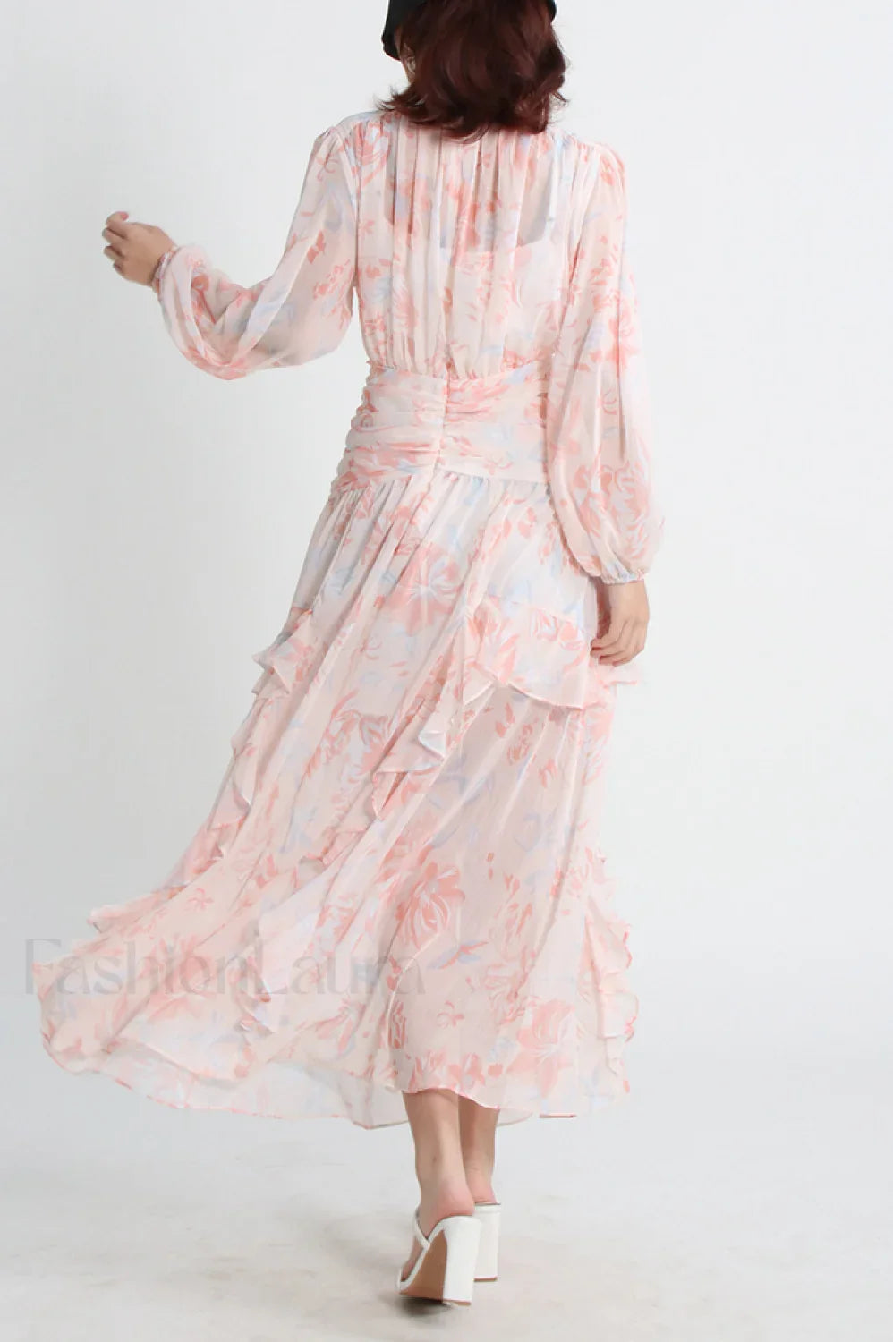 Aurier Round Neck Charming Balloon Sleeve Maxi Dress