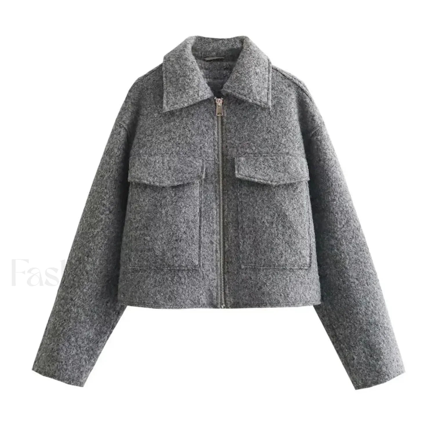 Autumn Winter Cropped Overcoat GRAY / S