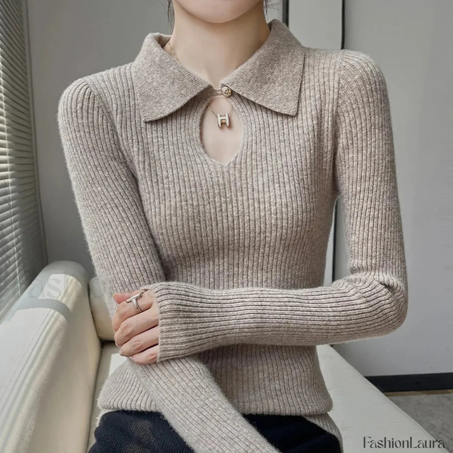 Autumn Winter New Women's Wool Polo Neck Solid Color Thick Slim Cashmere Sweater