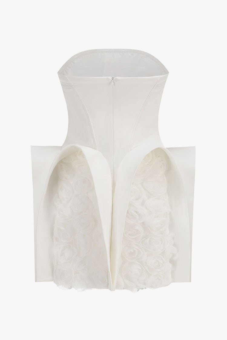 Avant Garde Strapless Corset Puff Peplum 3D Floral Mini Party Dress