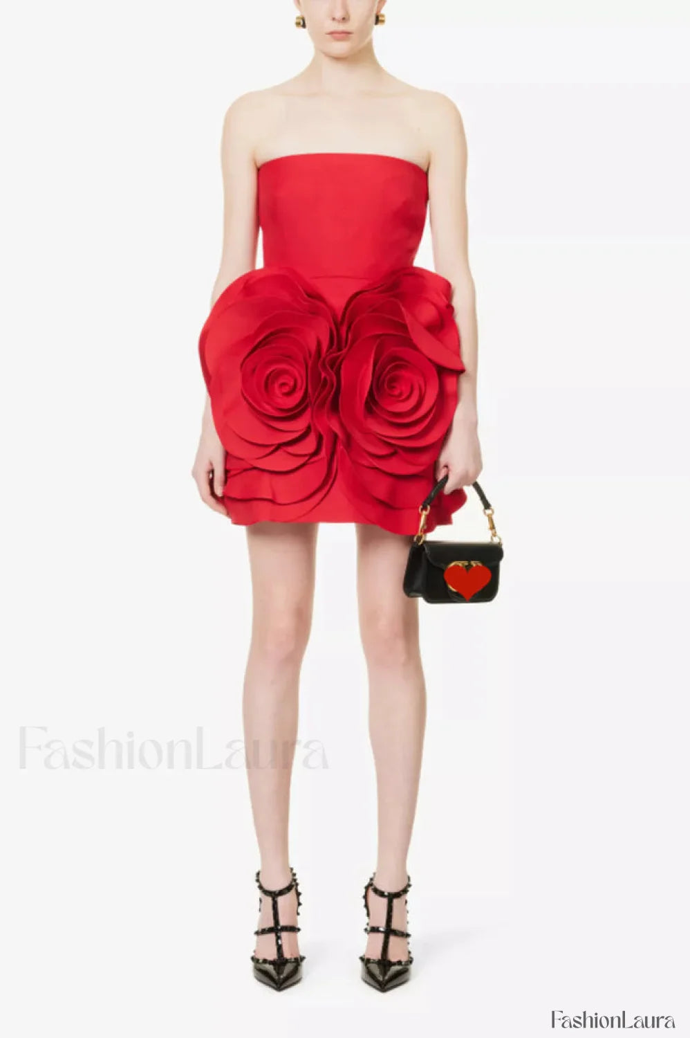 Ayat Strapless Stylish Flower Mini Dress