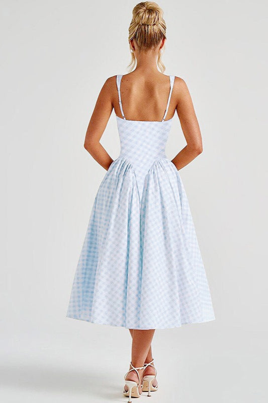 Gingham Backless Slip Birthday Dress