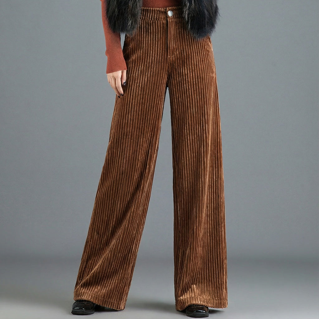 High Waist Wide Leg Corduroy Pants