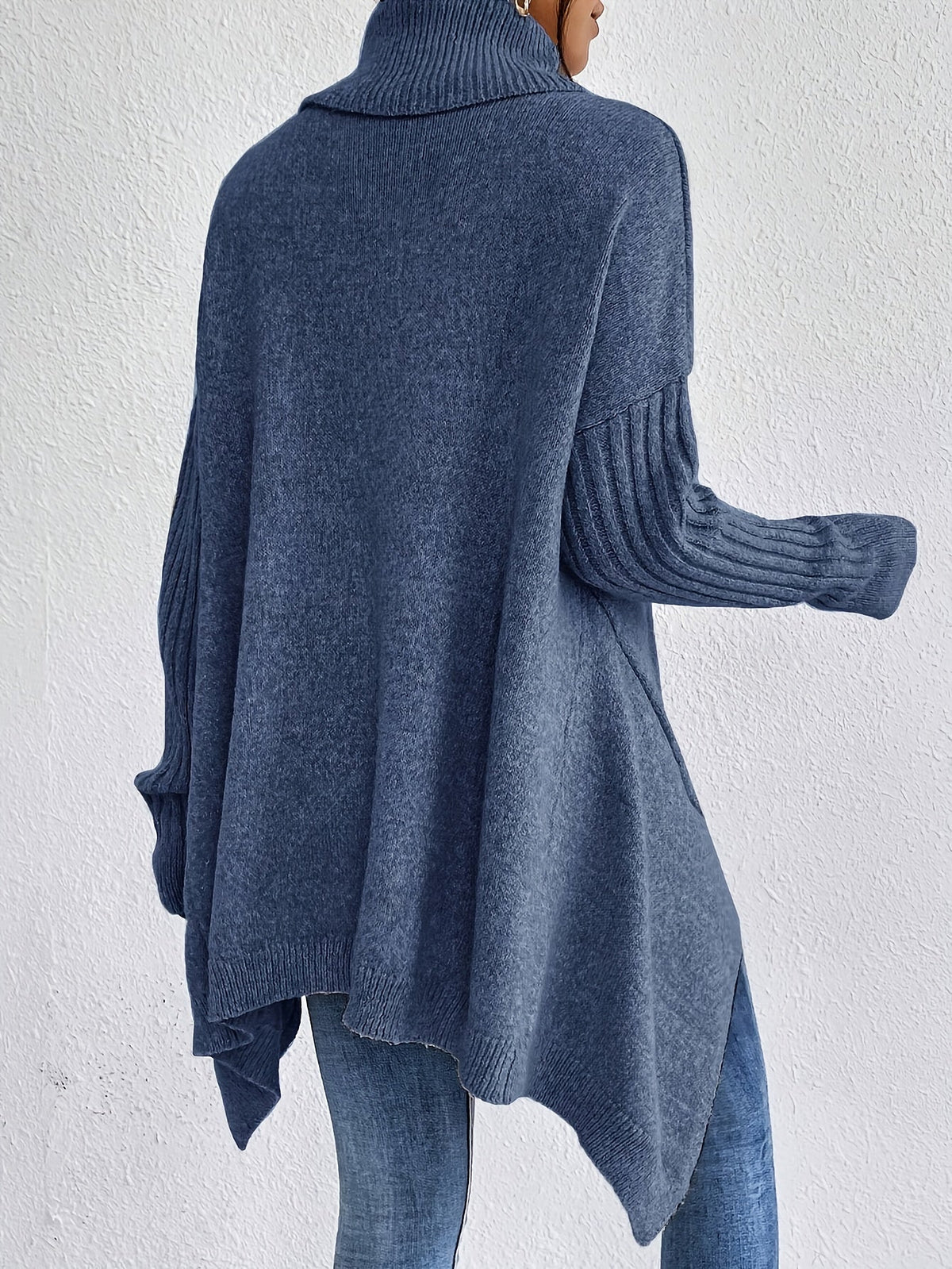 Turtleneck Long Sleeve Oversized High Low Sweater