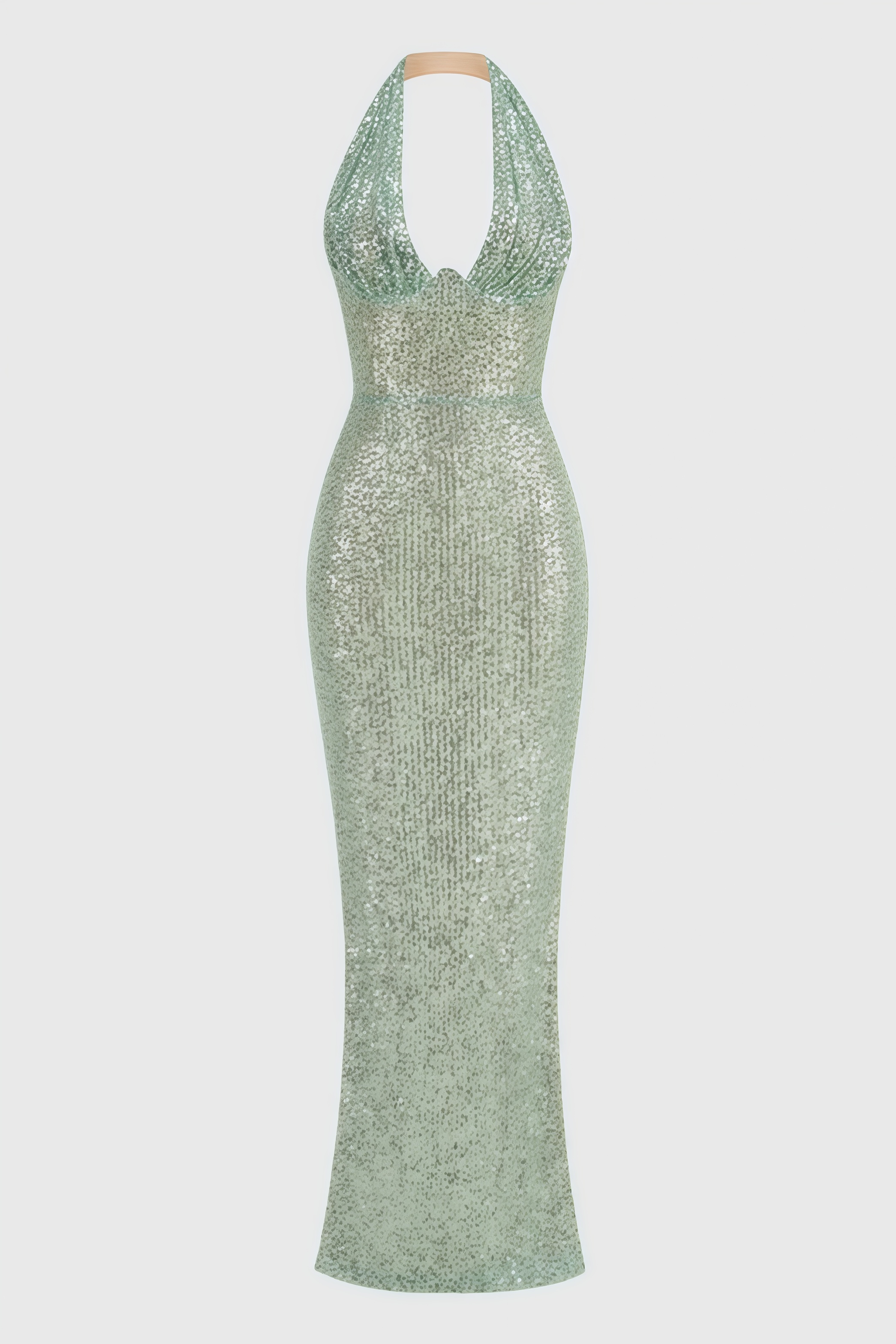 Elsinx Green Backless Sequin Maxi Dress - View 3