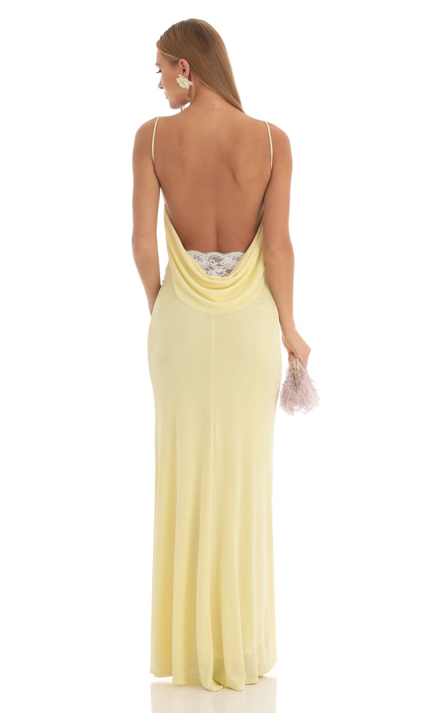Cowl Neck Ruched Open Back Mesh Bodycon Maxi Dress 2