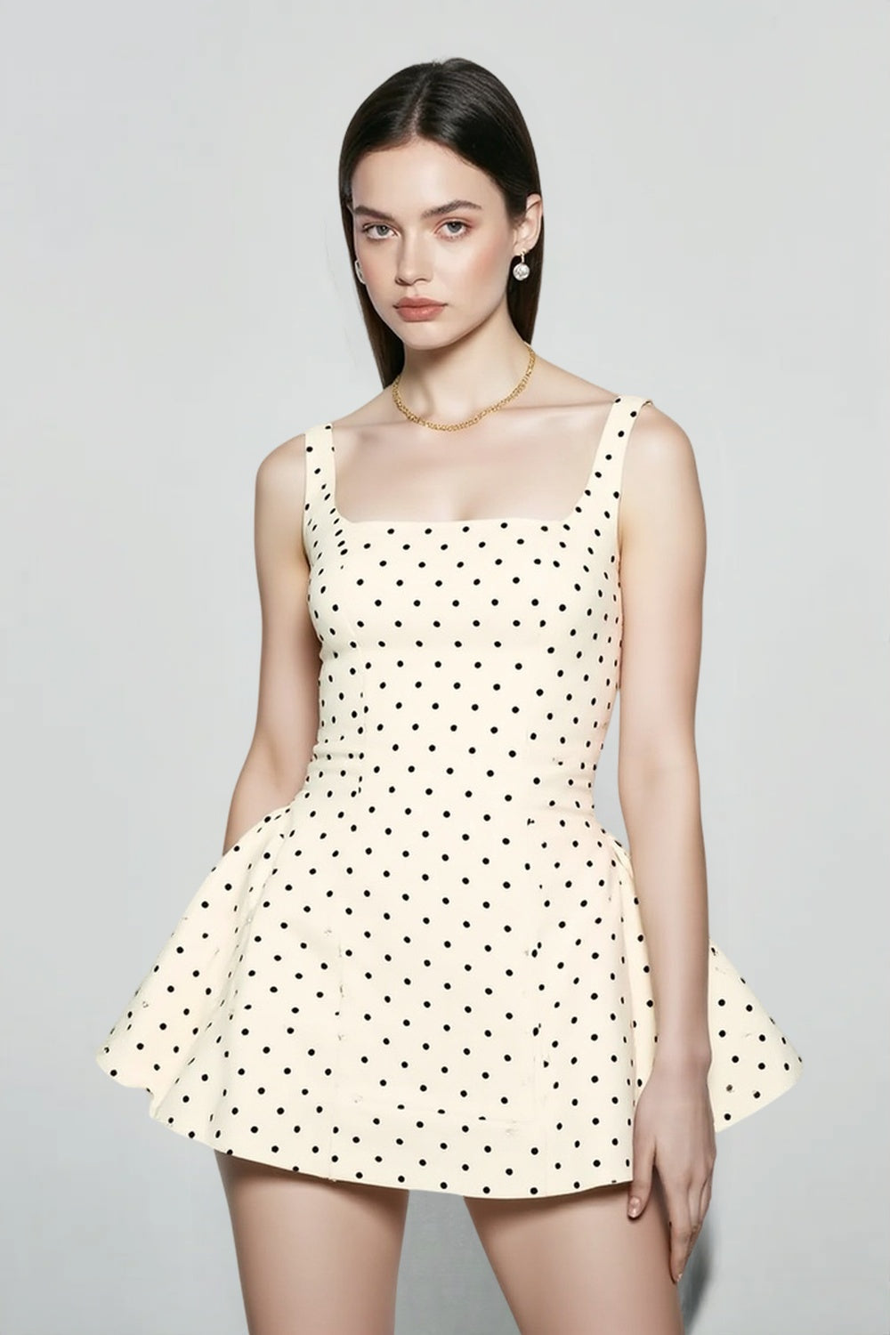 Polka Dot Square Neck Cami Mini Dress