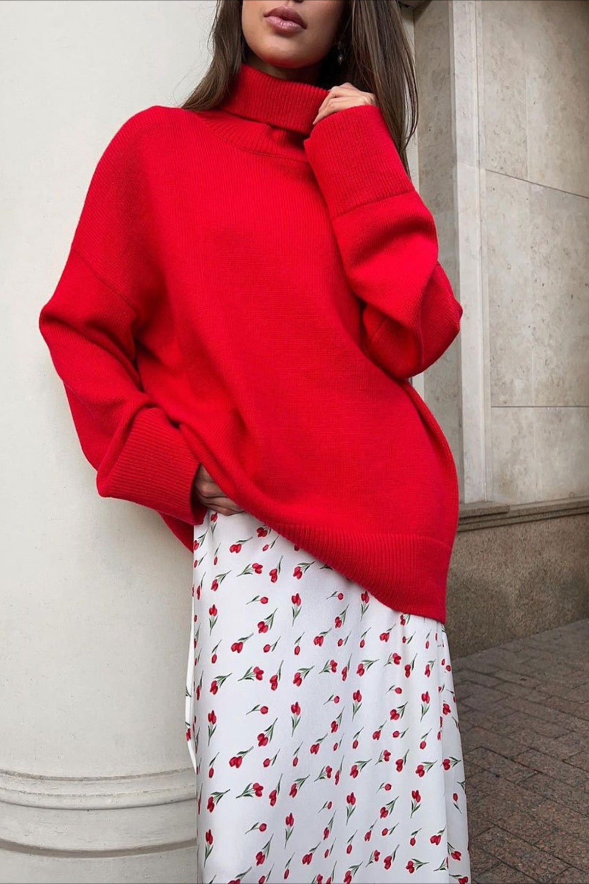 Floral Print Satin Elastic Waist A-Line Midi Skirt 3