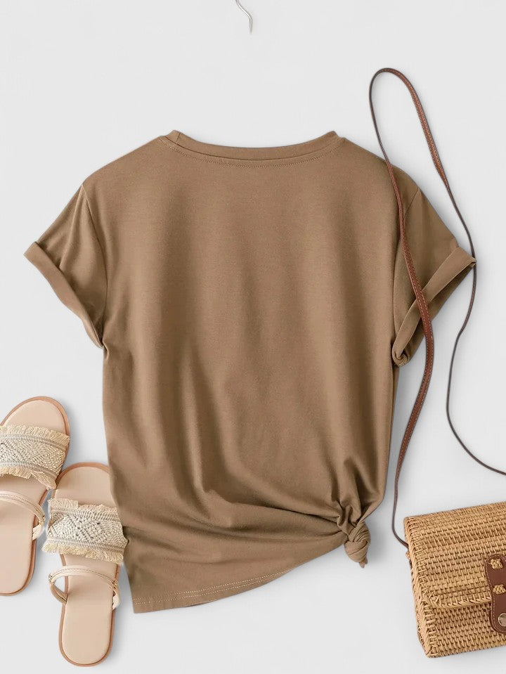 Heart Print Crew Neck Short Sleeve T-Shirt