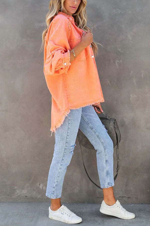 Bring It On Frayed Shirt Jacket