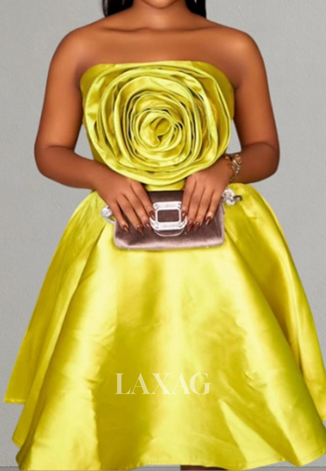 Bateau-Neck Off-Shoulder Sleeveless Floral Embellished Satin A-Line Party Homecoming Dress