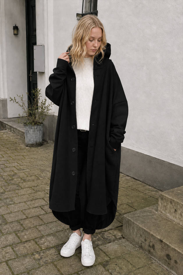 Oversized Hooded Button Front Longline Coat 5