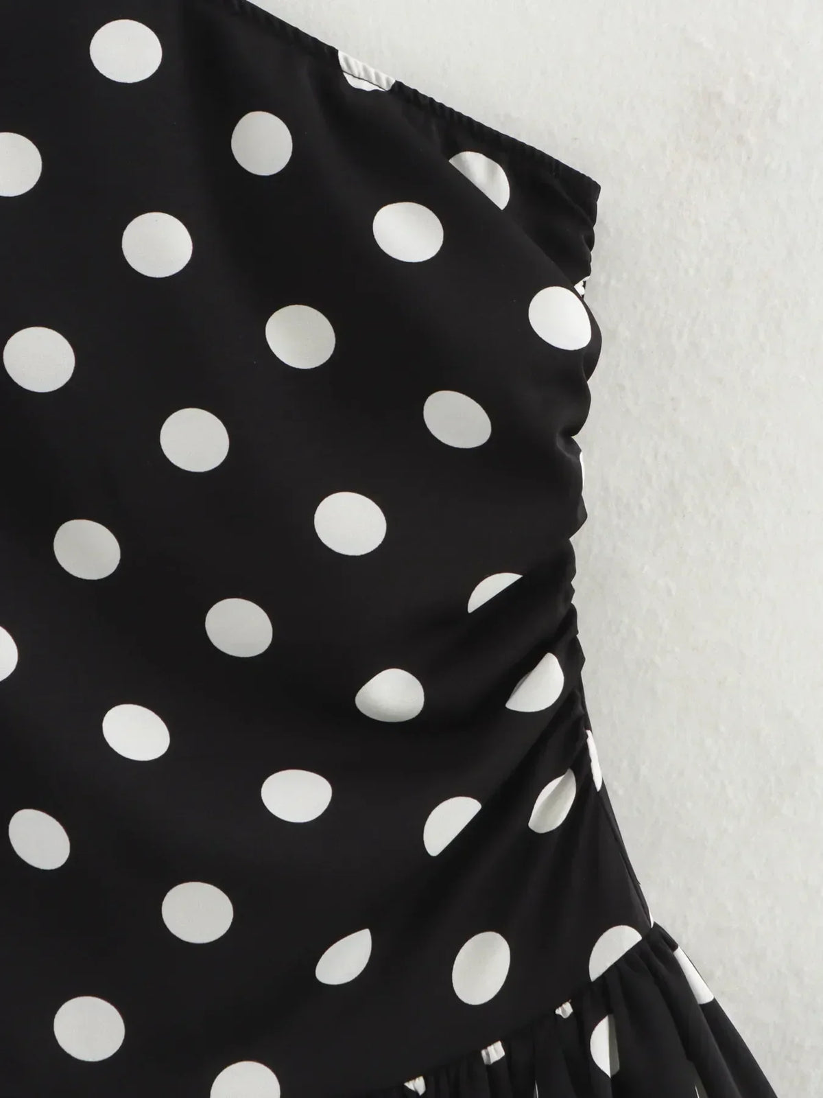 Polka Dot One Shoulder Drop Waist Bubble Hem Mini Dress 9