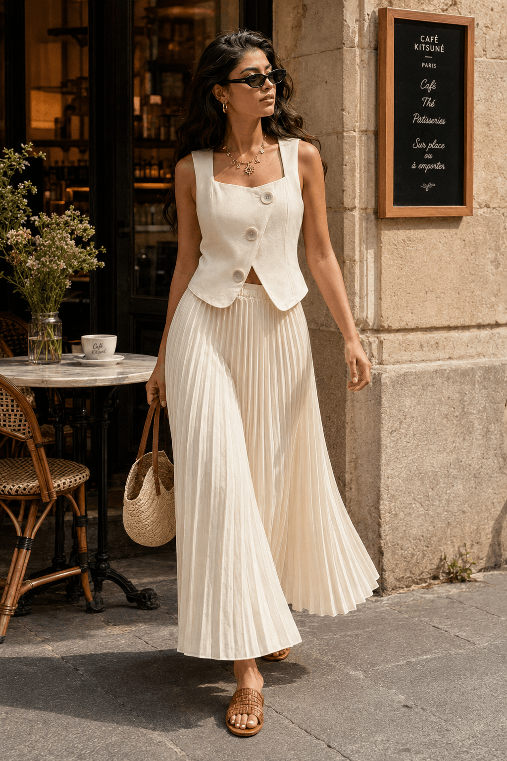 Sleeveless Top Skirt Elegant Two Piece Work Set