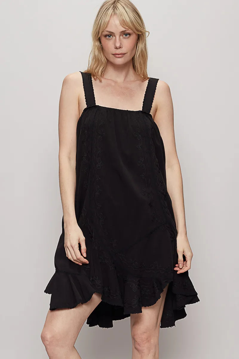 Blackout Ruffle Hem Dress Black