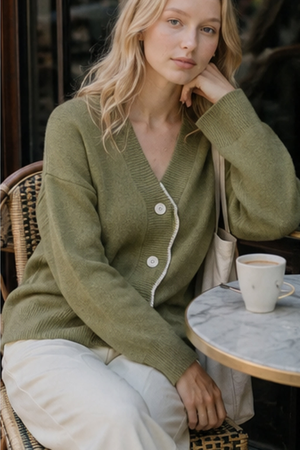 V-neck Loose Knit Cardigan