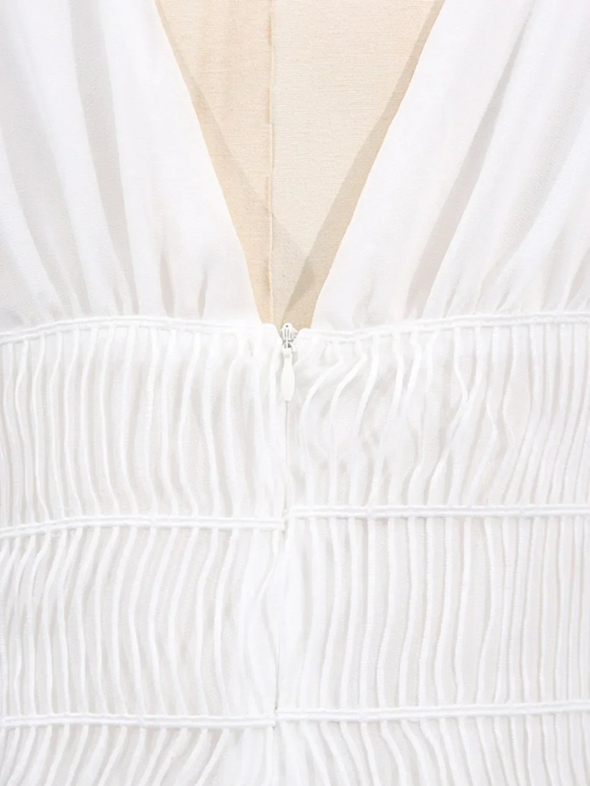 Deep V-Neck Sleeveless Smocked Waist Ladder Trim Tiered Maxi Dress 9
