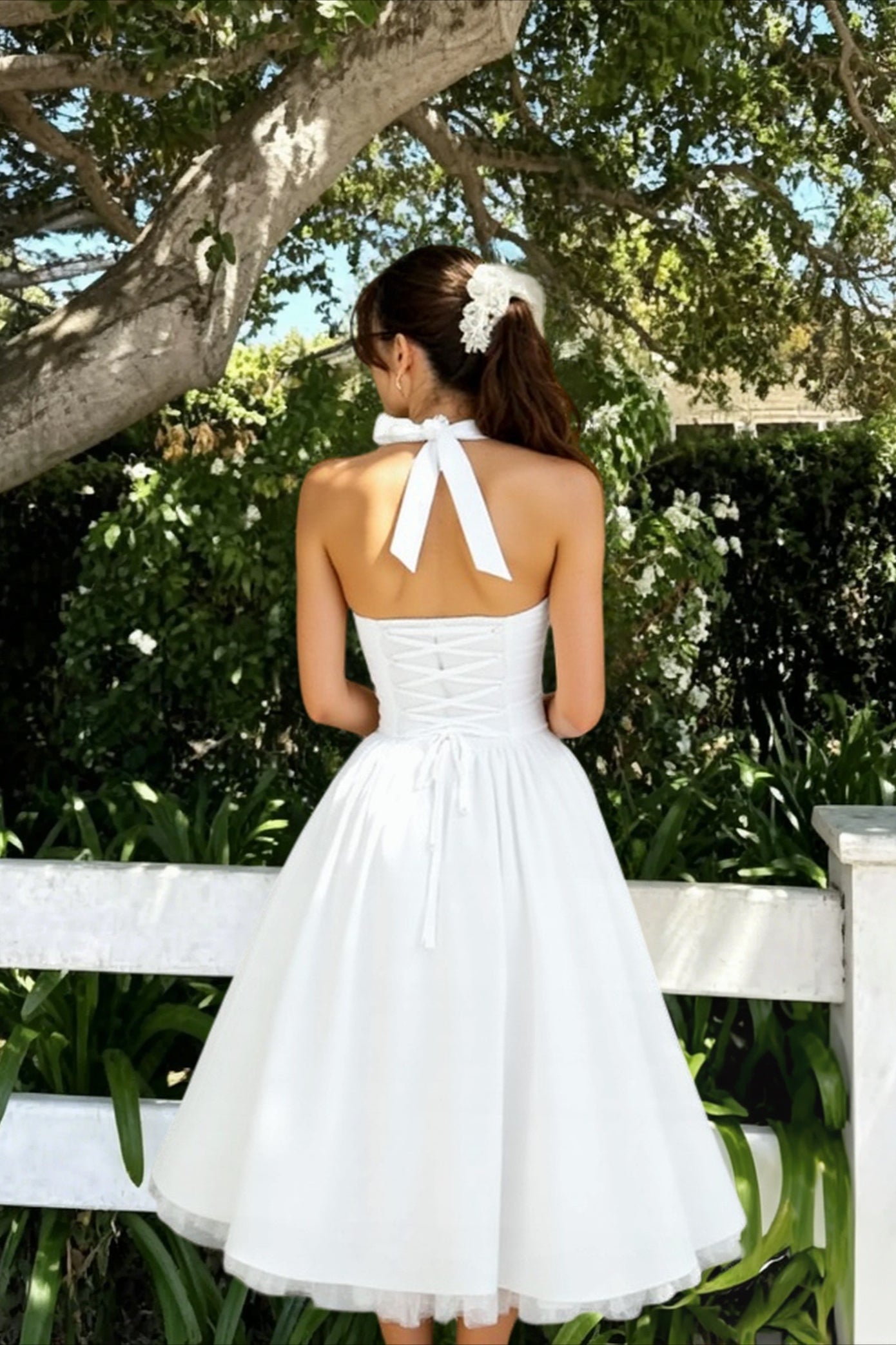 Tie-Waist Puff Party Dress