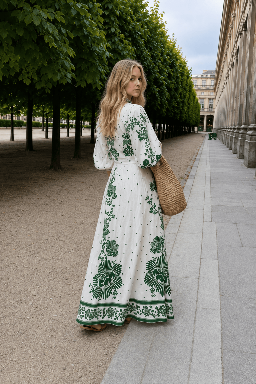Printed Long-Sleeve Boho Dress