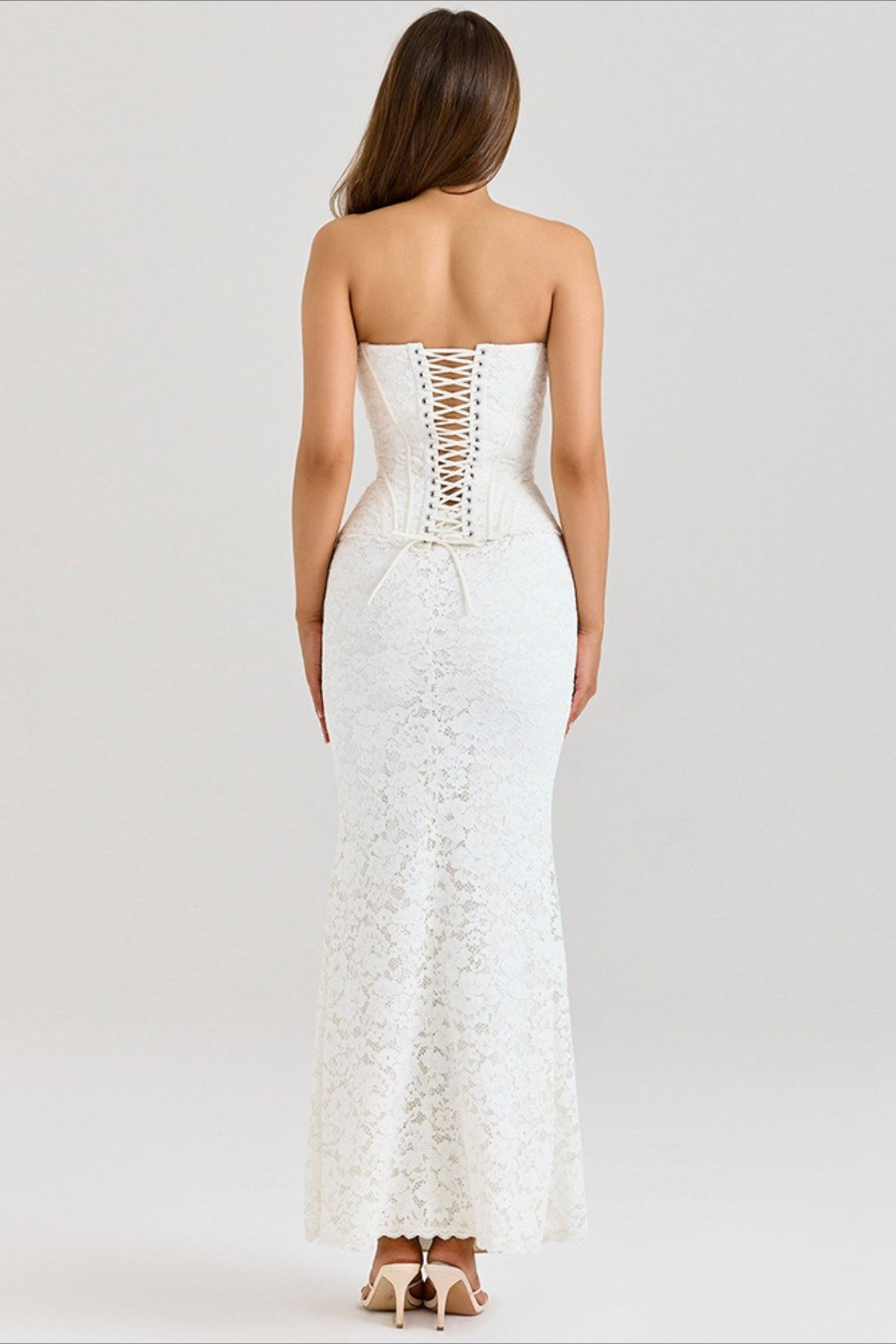 Strapless Fitted Lace Reception Dress