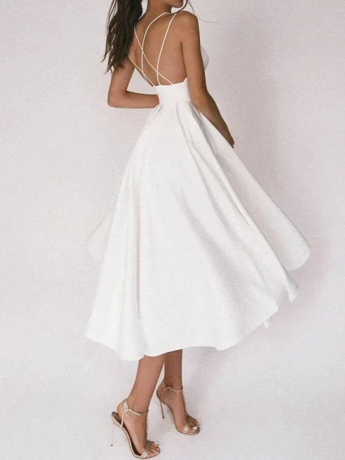 Yessica Elevated Dress with V Neck and Straps Evening Wear Edit