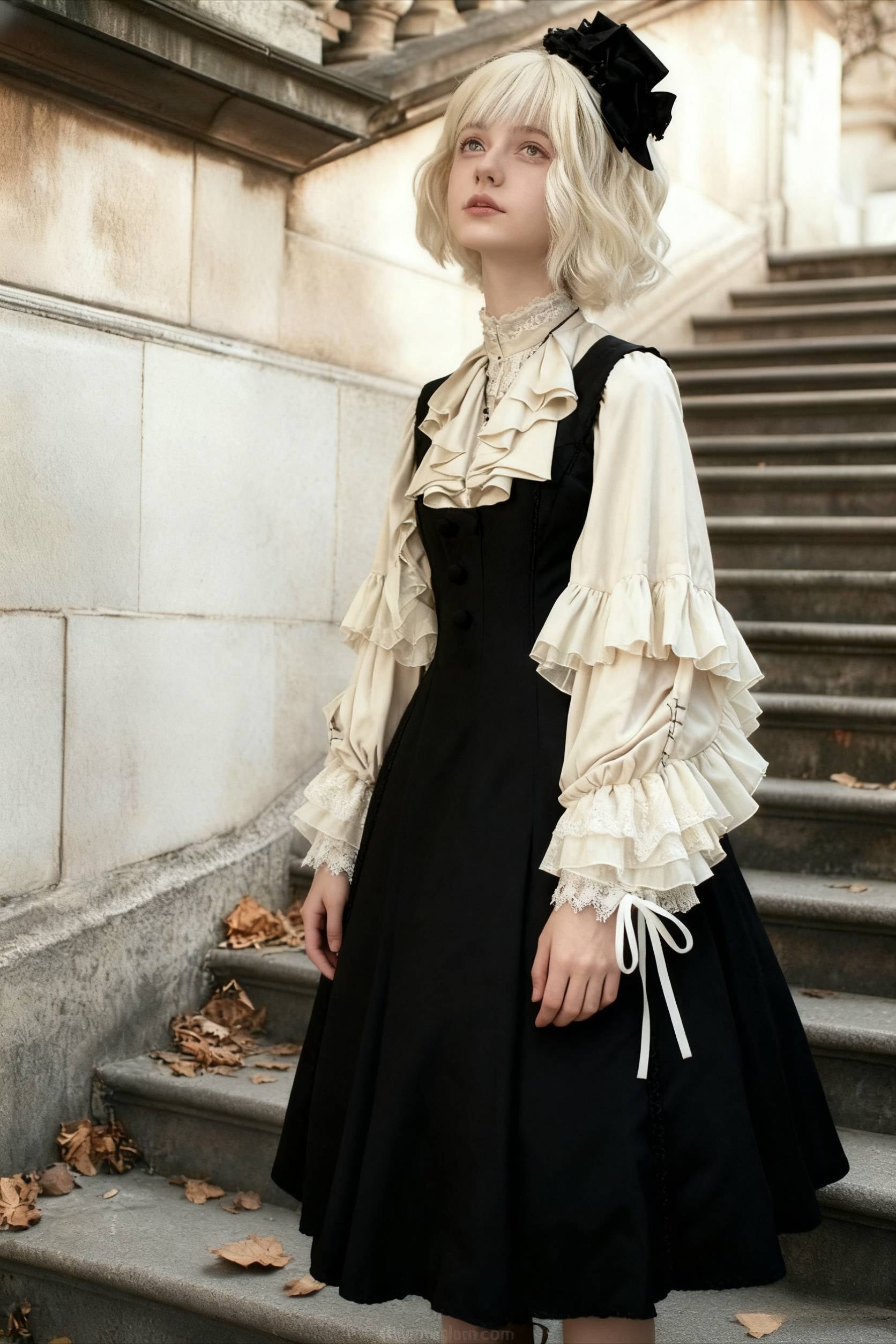 Dark Frill Batwing Sleeve Top