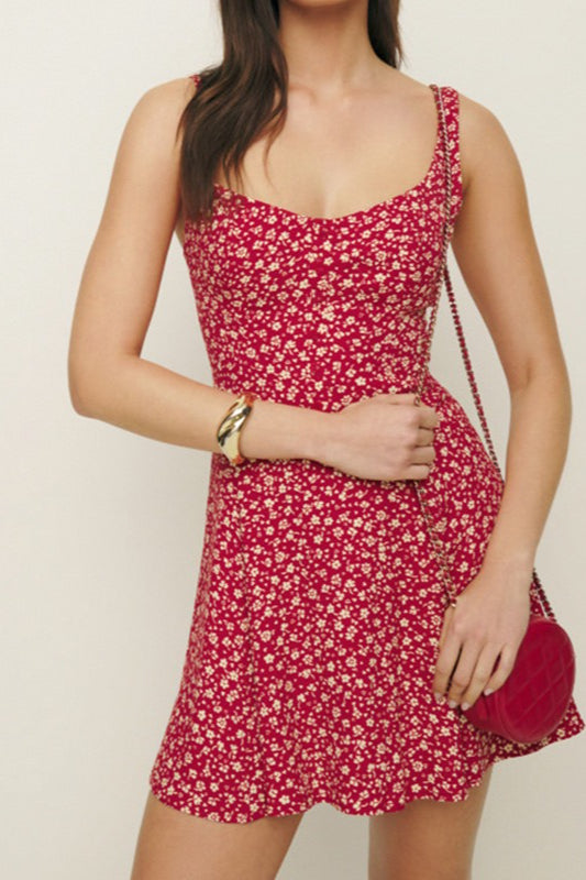 Backless Floral Mini Dress