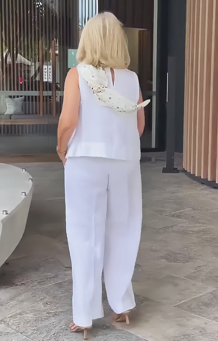 Sleeveless Layered Tank and Wide Leg Trousers Two Piece Set
