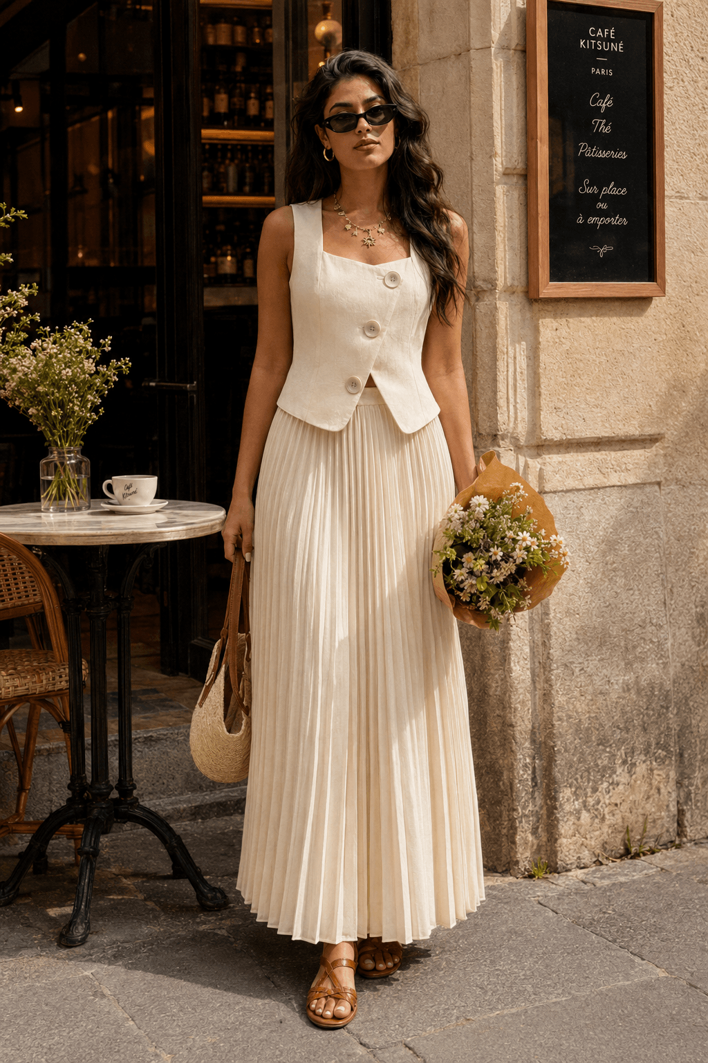 Sleeveless Top Skirt Elegant Two Piece Work Set