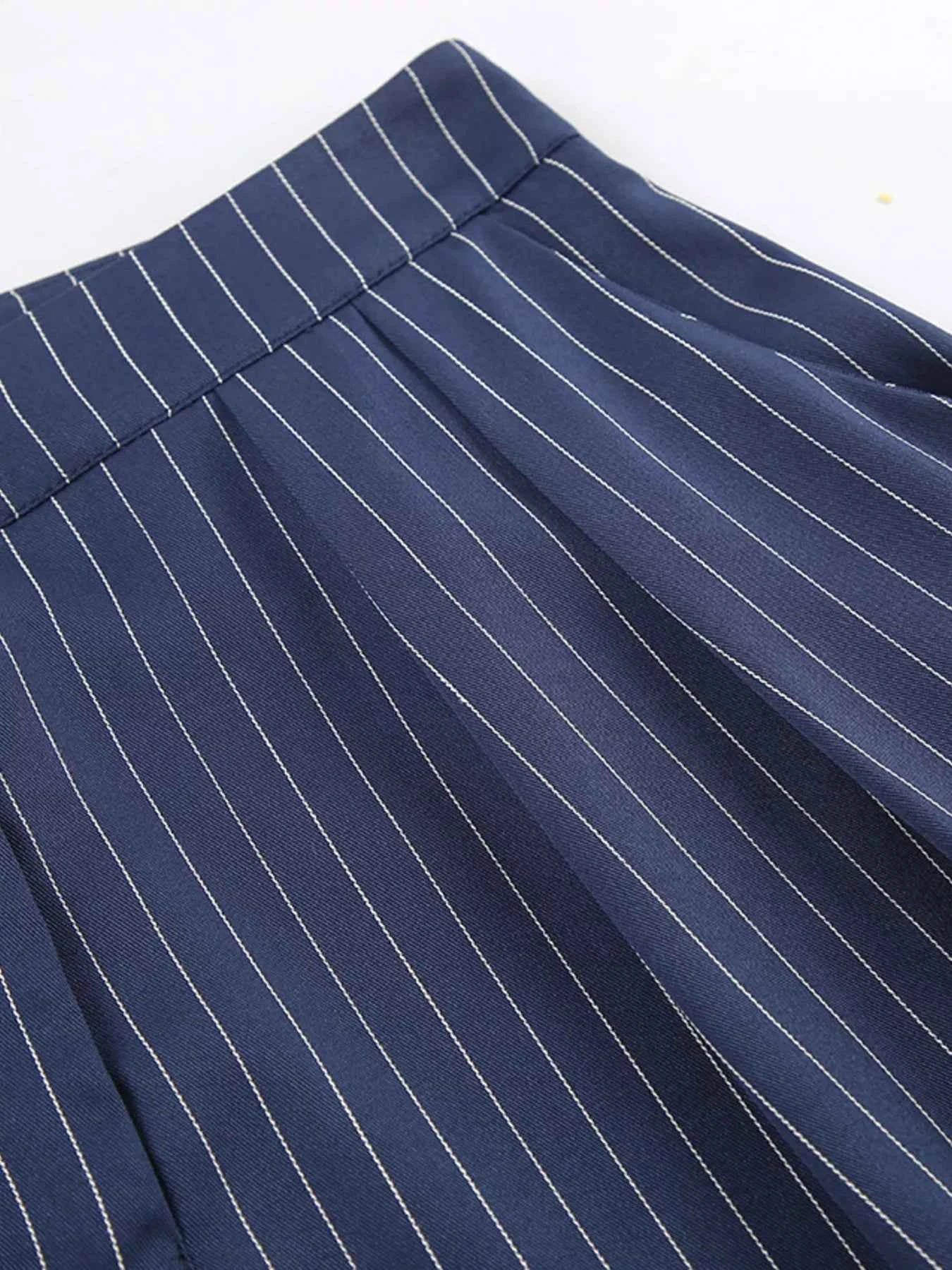 High-Waisted Pinstripe Wide-Leg Pants