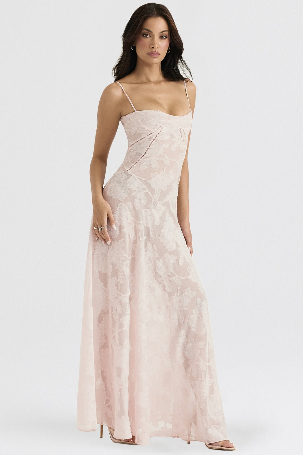 Lace Tie-Strap Romantic Maxi Dress - View 13