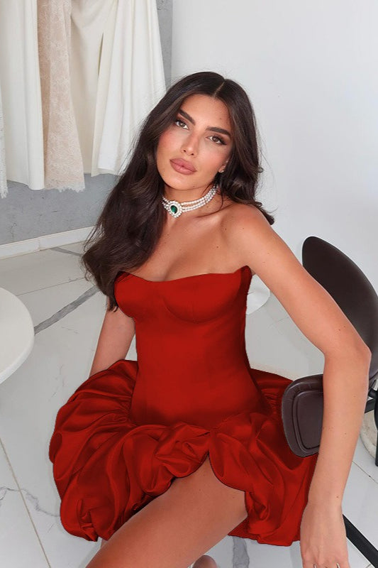 Strapless Ruched A-Line Party Dress