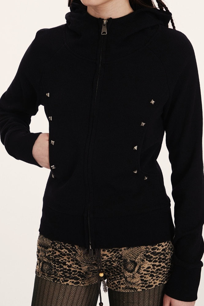 Fitted Cropped Double Zip Hoodie