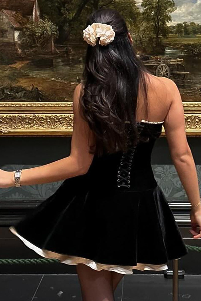 Velvet Bustier A-line Cocktail Dress - View 3