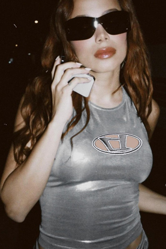 Halter-Neck Lace Crop Top