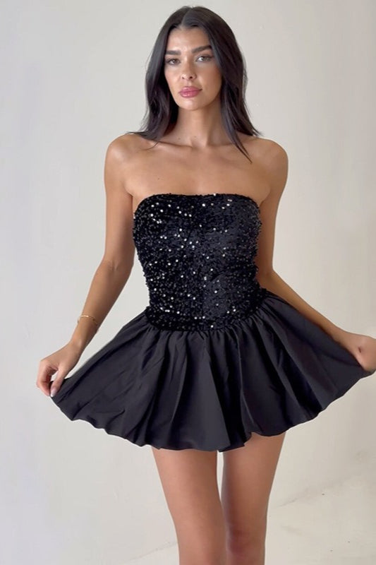 Sequin Strapless Midi Dress