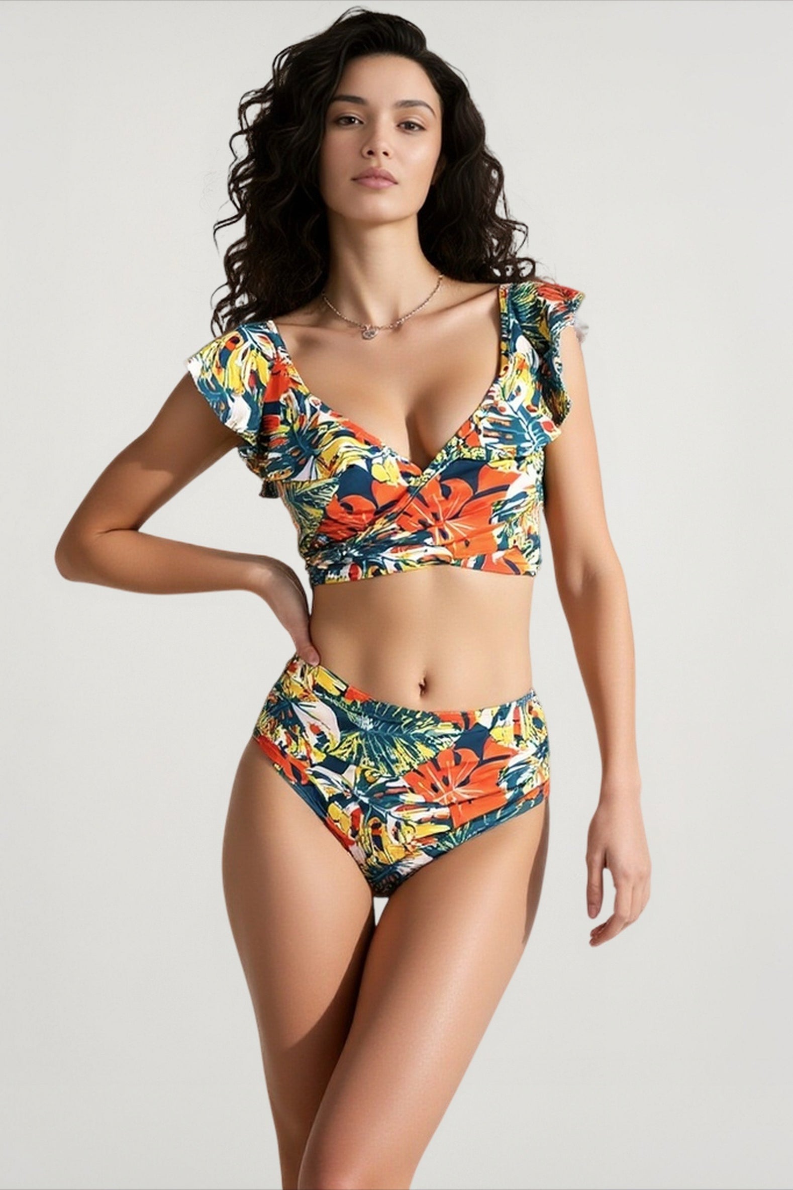 Print Push Up High Waist Two Piece Swim Sets