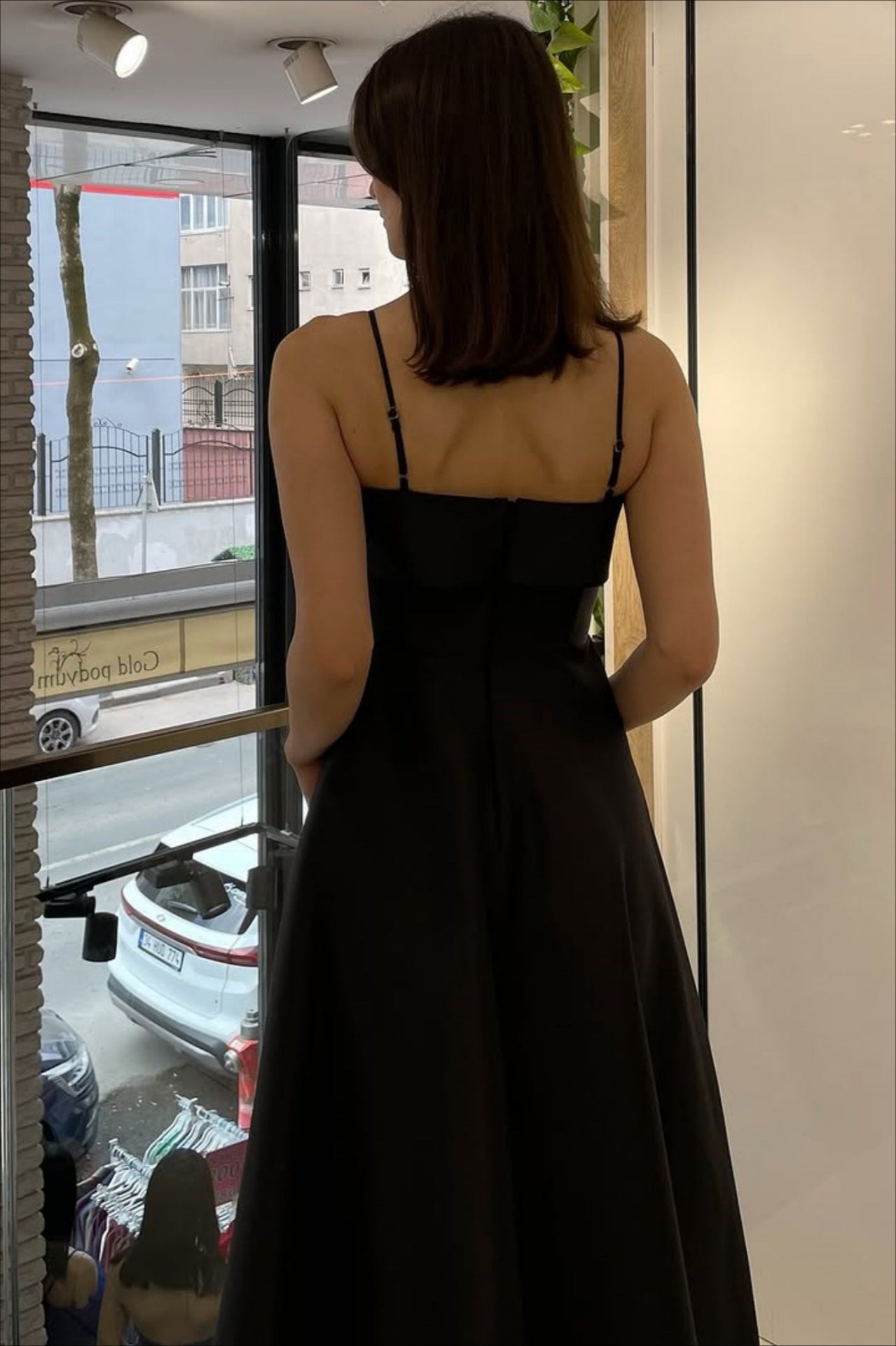 Spaghetti Strap Fit and Flare A-Line Midi Dress