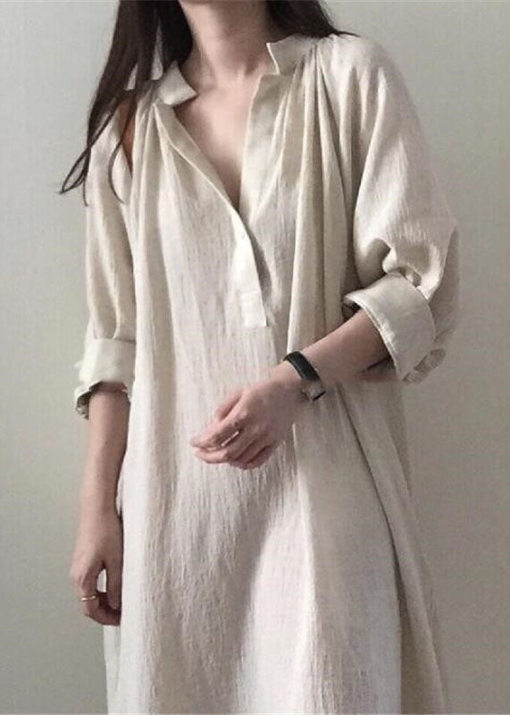 Mandarin Collar Split V-Neck Long Sleeve Side Slit Maxi Dress