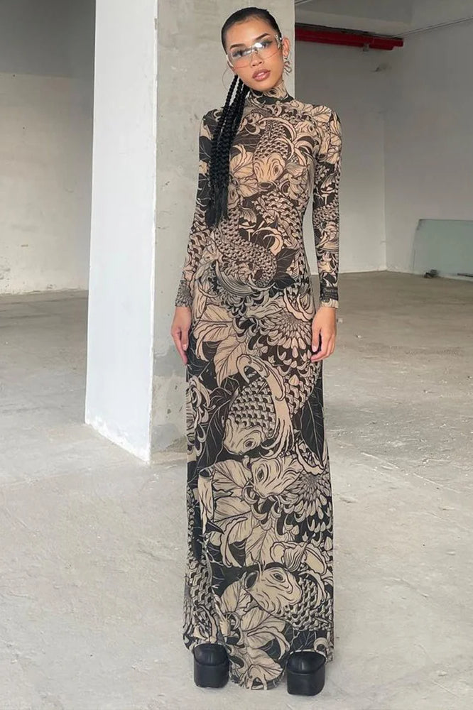 Weird Puss Mesh Print Maxi Dress 2