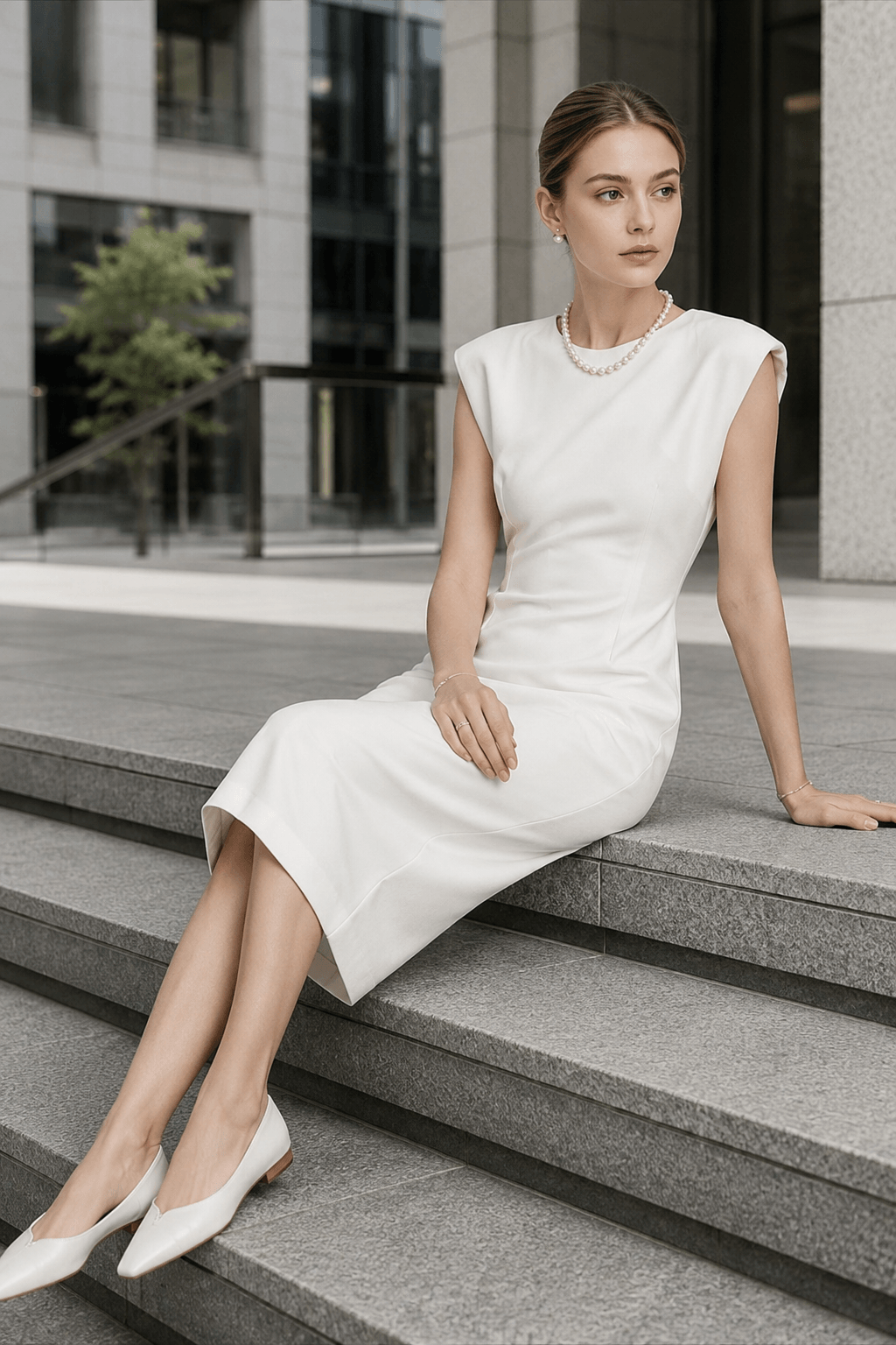 Sleeveless High Waist Slim Work Dress