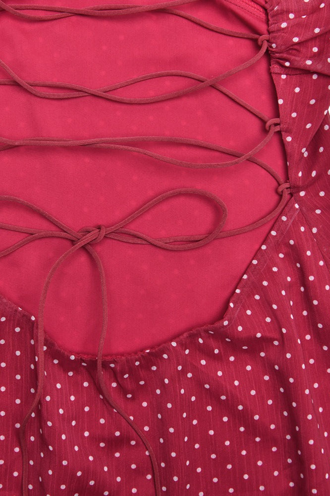 Sexy Chiffon Polka Dot Backless Tie Mini Dress - View 5