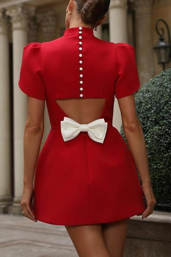 Brigida Statement Fashionable Backless Dress with Bow and Temperament Occasion Edit
